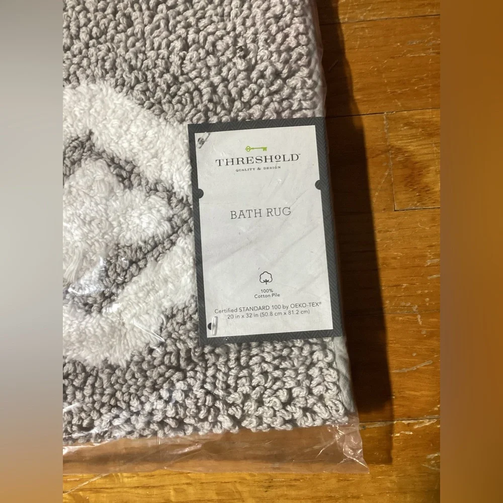 Threshold White and Gray Bath Rug